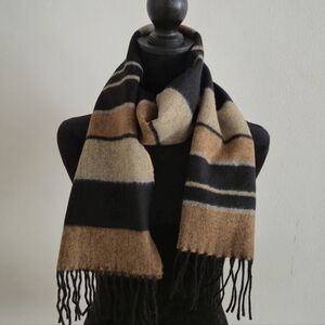 Danier Italy Lambswool Striped Scarf Earth Tones Gorpcore Title